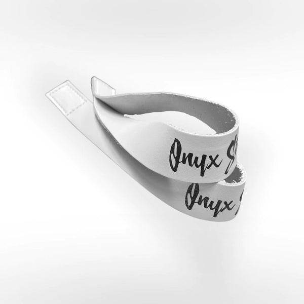 Onyx Weightlifting Co. White Lighting Leather Lifting Straps