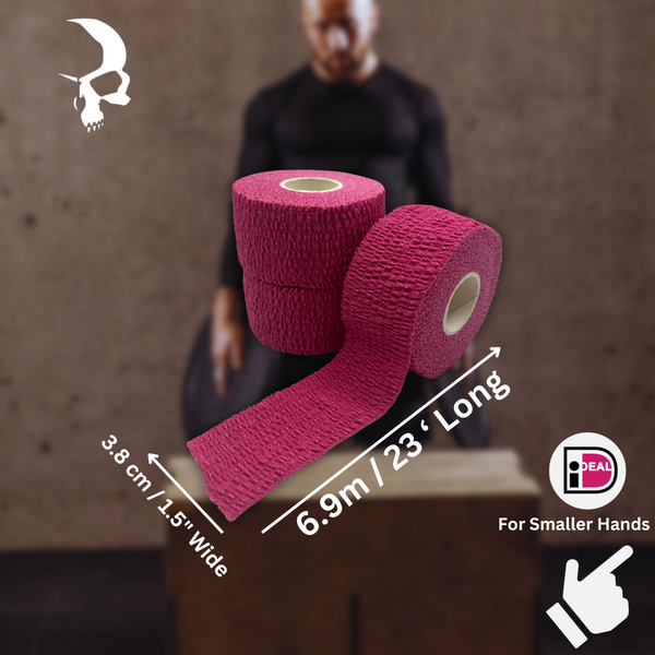 1 RM Fitness Co.  Weightlifting Hook Grip Thumb Tape - PINK - 3 Pack (3.8cm/1.5"*7m/23')